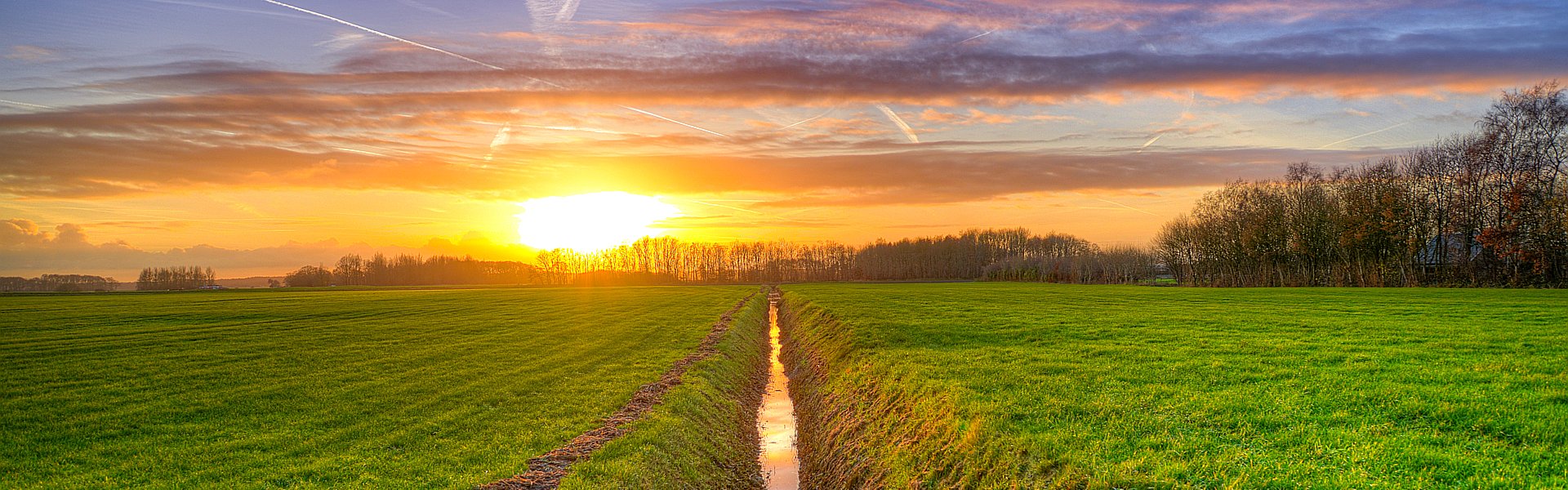 Sloot bij zonsondergang Foto van een sloot bij zonsondergang van Peter Heeling op skitterphoto. Bij de Column 'Gedram' van Paul de Vries Schrijft